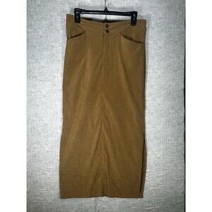 Fashion Bug Brown Corduroy Y2K 90s Midi Skirt Women's Size 8 Pencil Split Hem